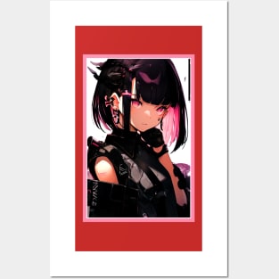 Aesthetic Anime Girl Pink Rosa Black | Quality Aesthetic Anime Design | Chibi Manga Anime Art Posters and Art